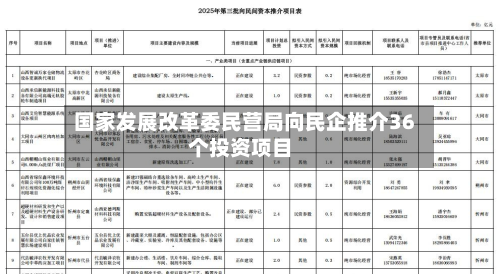 国家发展改革委民营局向民企推介36个投资项目-第1张图片